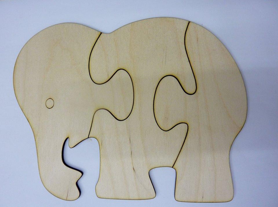 Ξύλινο Διακοσμητικό Παζλ ελέφαντας (500363)